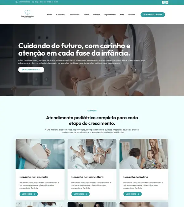Dra. Mariana Pediatria - Website Clínico
